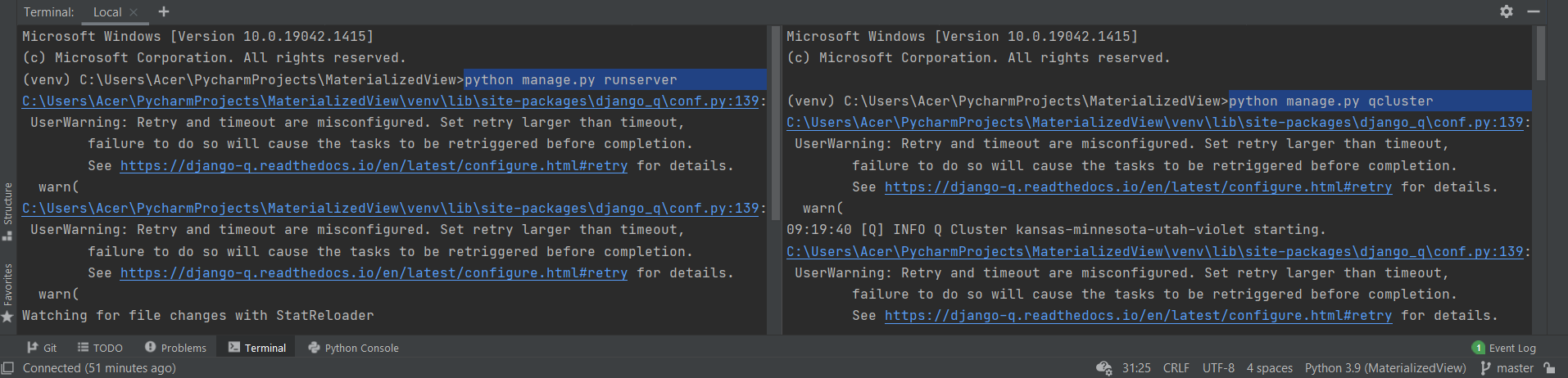 Running server and Q cluster