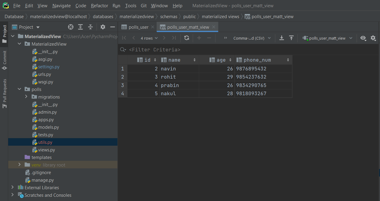 Materialized View With Out Refresh