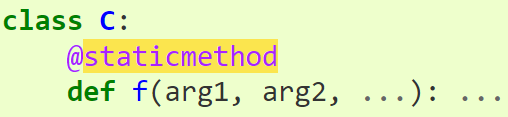 Static method declaration example