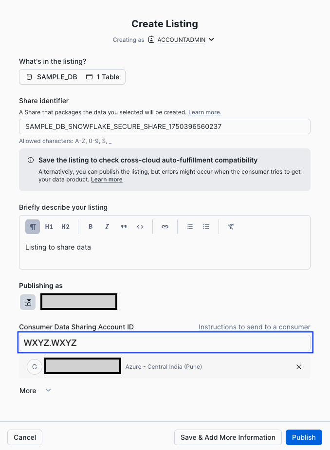 select db, schema and table